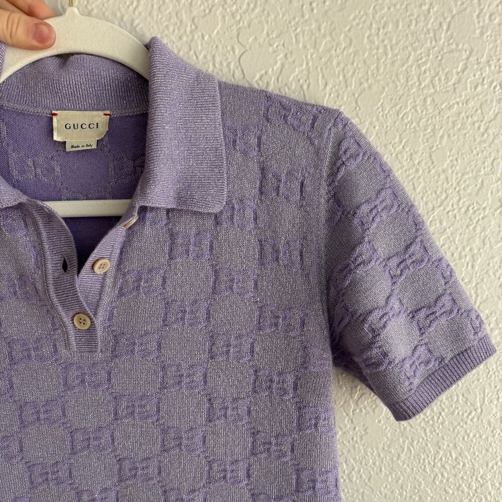 Gucci Monogram Pattern Knitted Dress In Purple